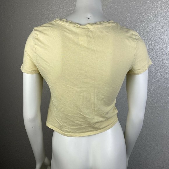 H&M Women's Top Crop Front Twist Basic Yellow Size - Picture 2 of 3